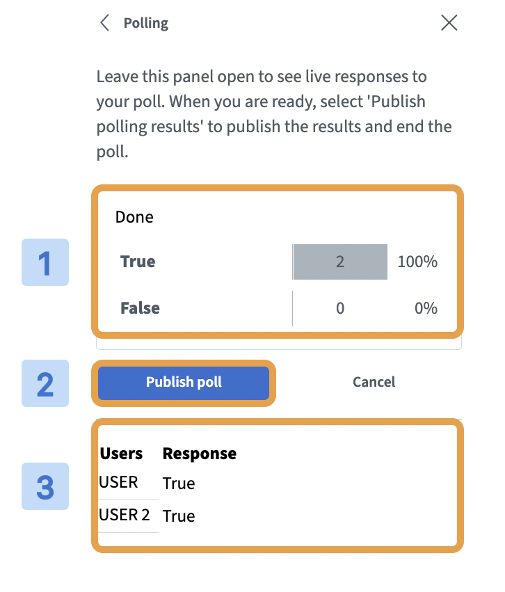 Live poll results used by a tutor to check one student’s understanding
